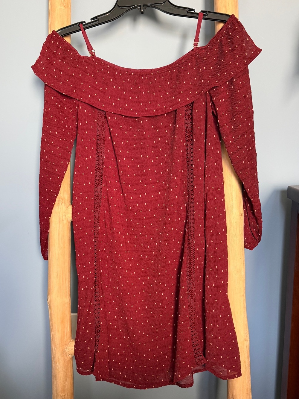 Off-Shoulder Red Polka Dot Women’s dress